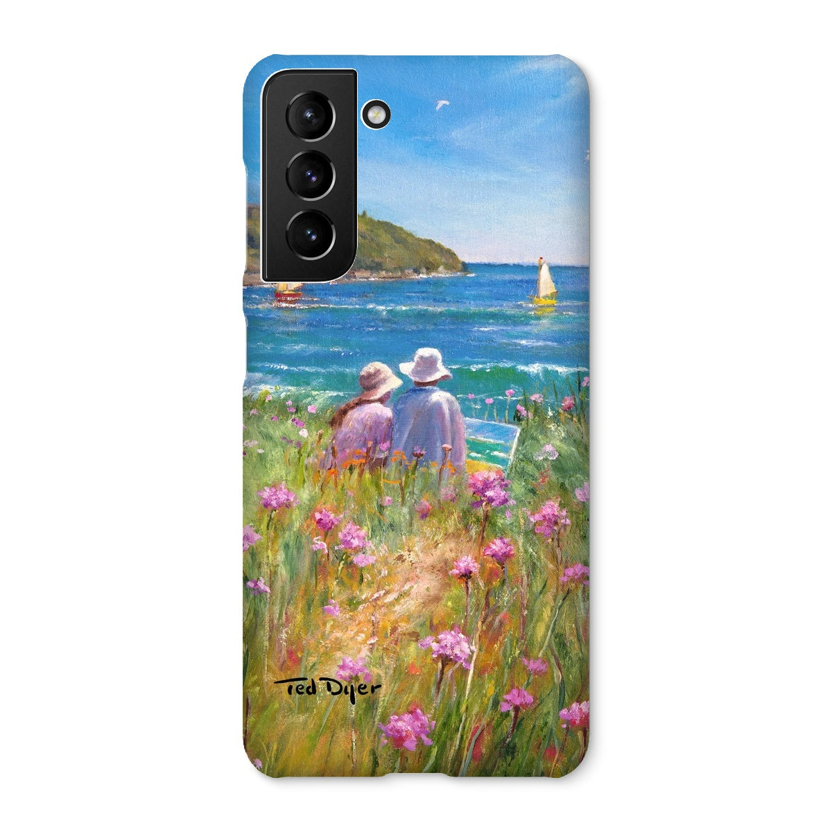 Snap Art Phone Case. Sea Pinks and Painters, Falmouth. Artist Ted Dyer. Cornwall Art Gallery