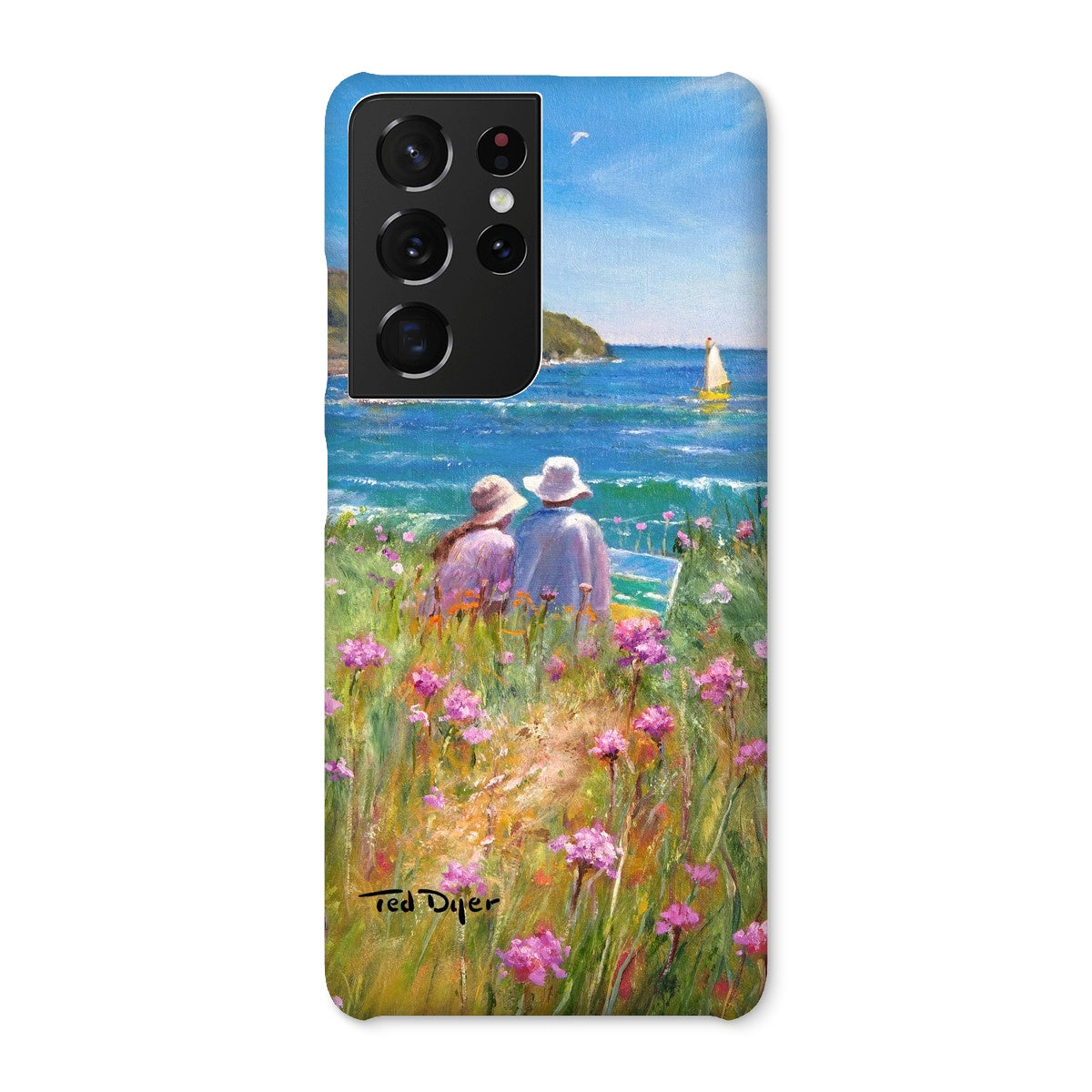 Snap Art Phone Case. Sea Pinks and Painters, Falmouth. Artist Ted Dyer. Cornwall Art Gallery