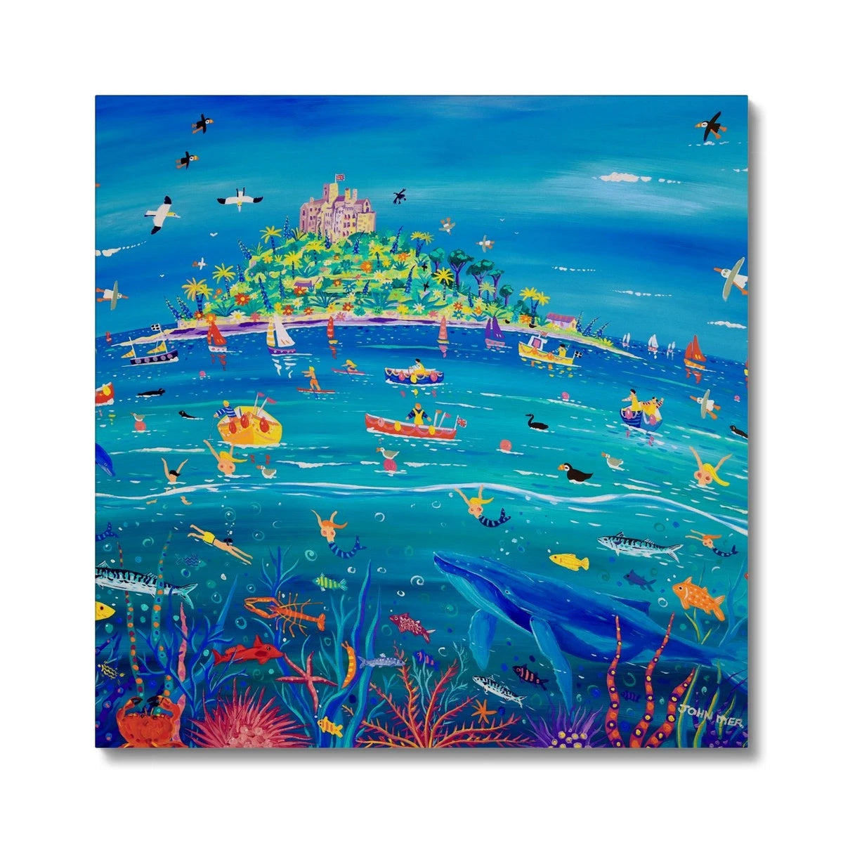 Canvas Art Print 'Underwater Wonders, Mount’s Bay Whale' by John Dyer. Animal Art Prints John Dyer