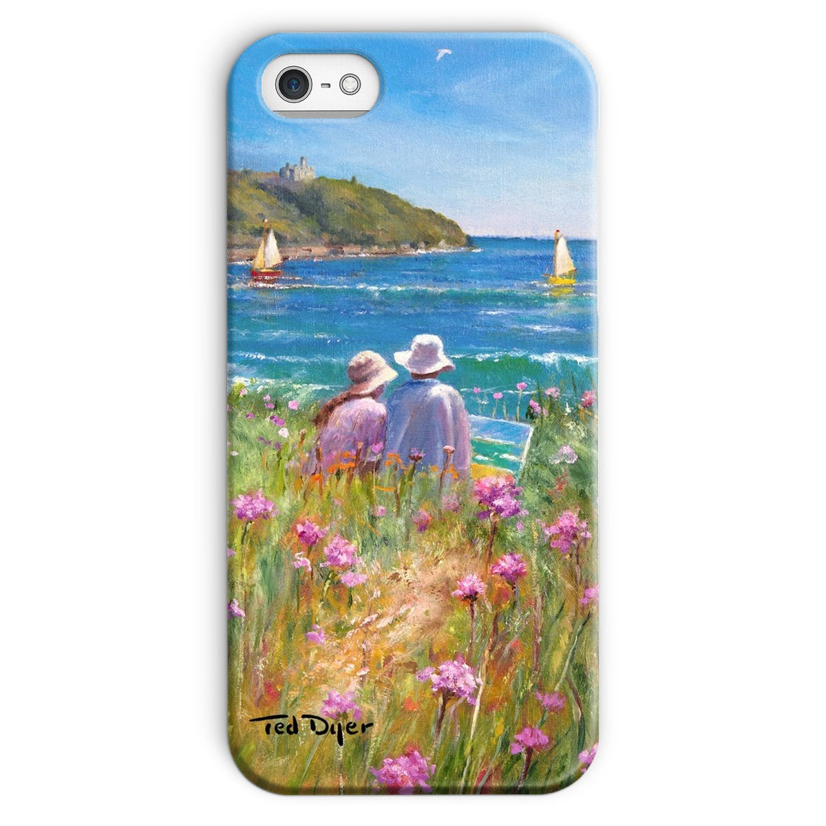 Snap Art Phone Case. Sea Pinks and Painters, Falmouth. Artist Ted Dyer. Cornwall Art Gallery Ted Dyer