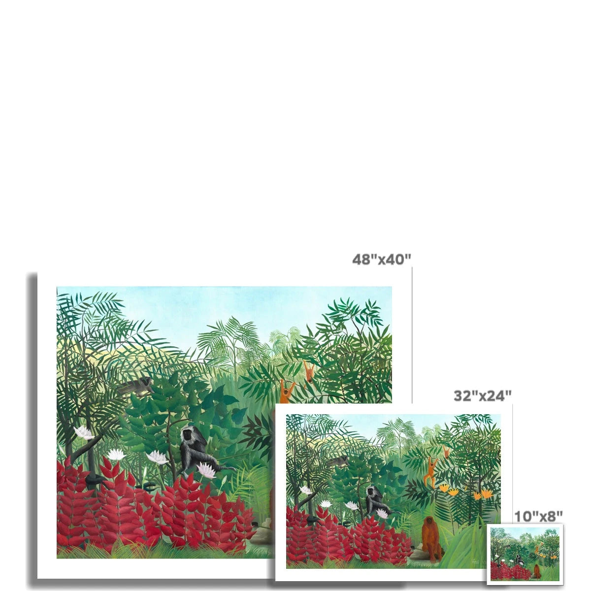 'Tropical Forest with Monkeys' by Henri Rousseau. Open Edition Fine Art Print. Historic Art Henri Rousseau