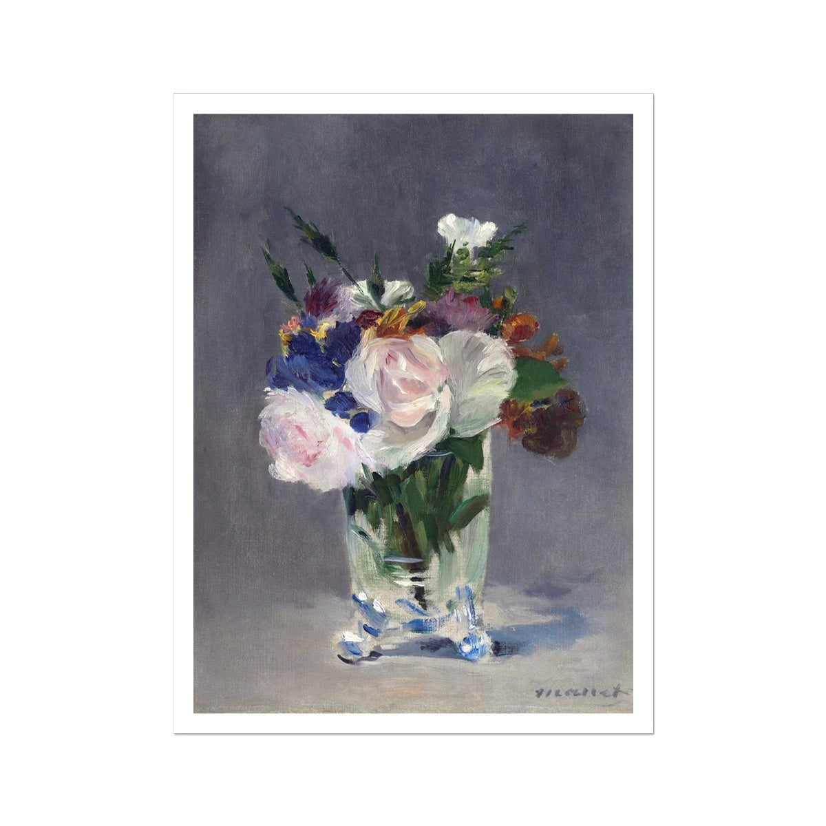 'Flowers in a Crystal Vase' Garden Flowers Still Life by Edouard Manet. Open Edition Fine Art Print. Historic Art Edouard Manet