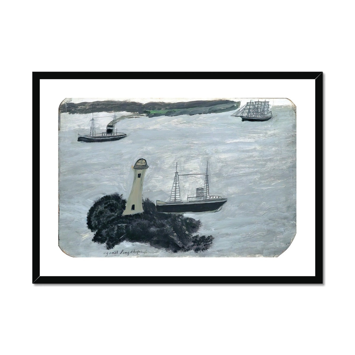 Alfred Wallis Framed Open Edition Cornish Art Print. 'Against Longships, Fog'. Cornwall Art Gallery Historic Art