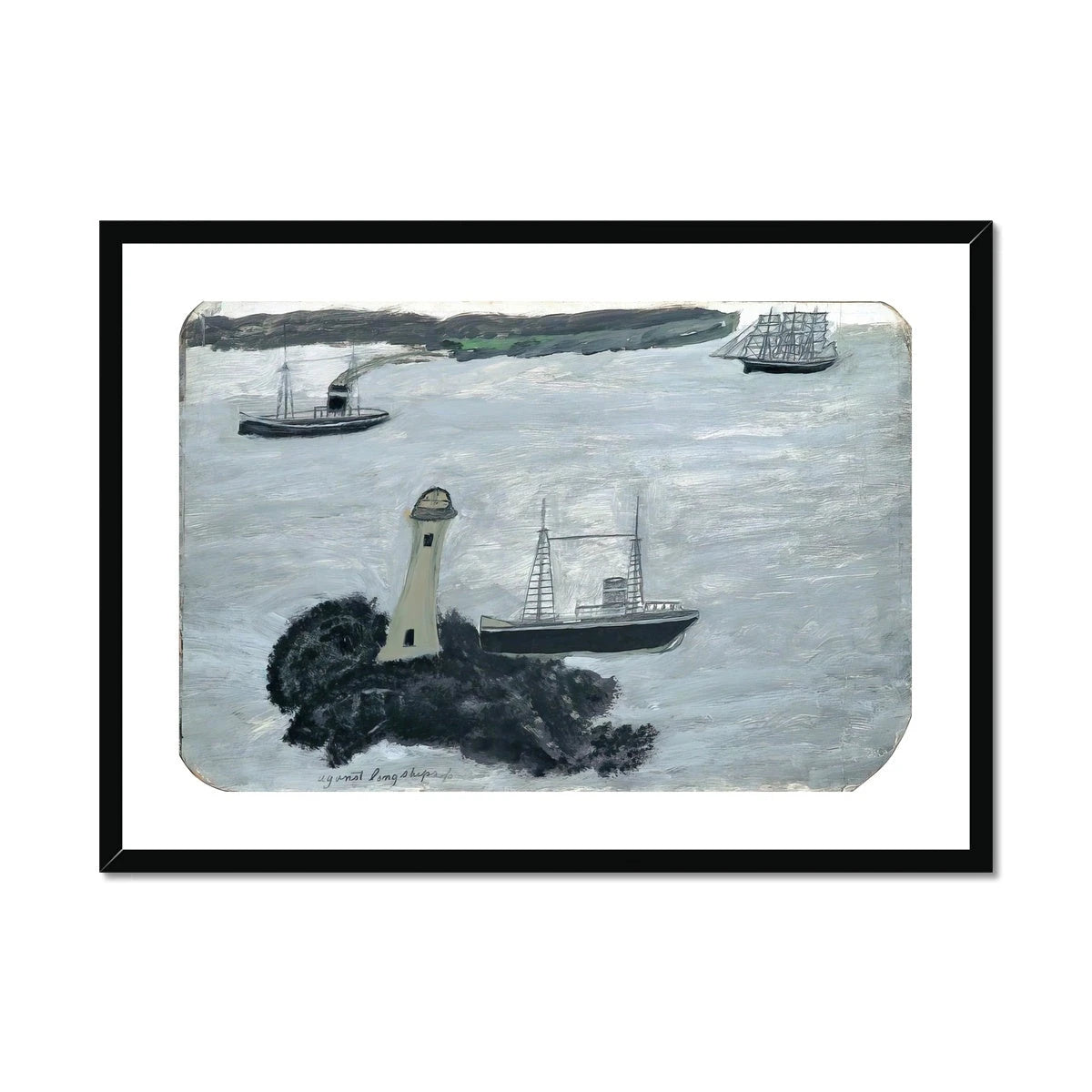 Alfred Wallis Framed Open Edition Cornish Art Print. 'Against Longships, Fog'. St Ives Cornwall Art Gallery Historic Art Alfred Wallis