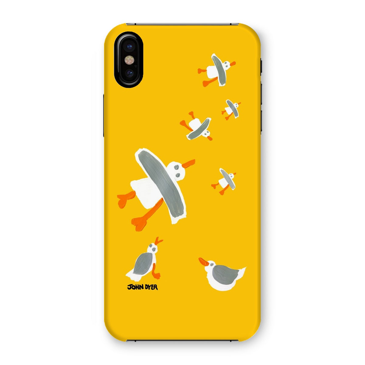 Snap Art Phone Case. Cornish Seagulls - Yellow Colour. Artist John Dyer. Cornwall Art Gallery