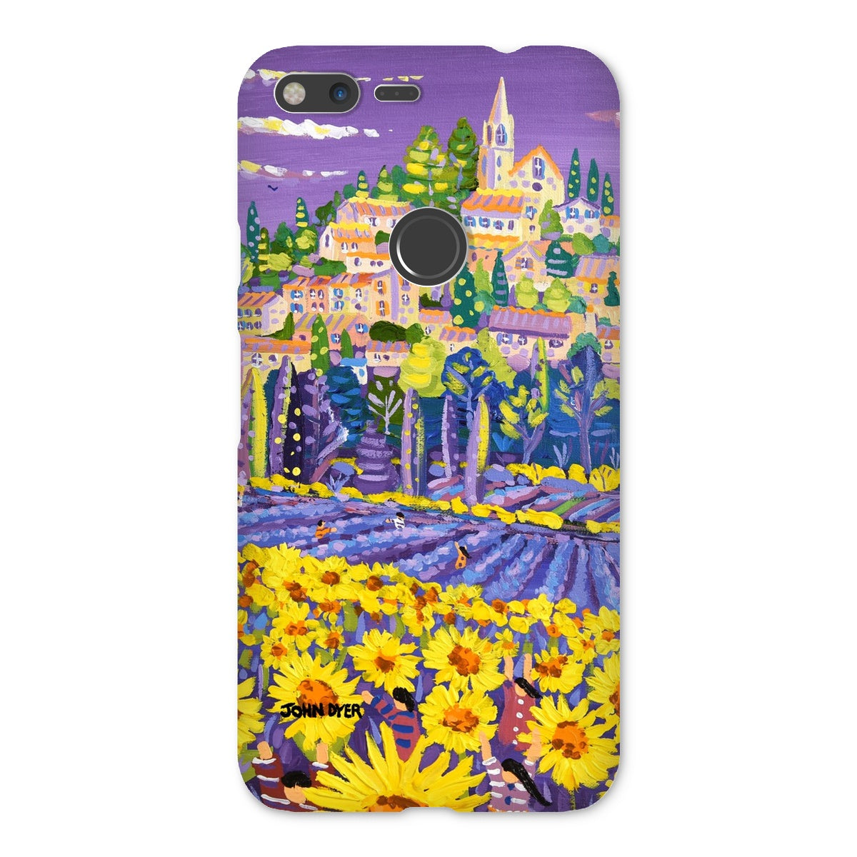Snap Art Phone Case. Lavender & Sunflower Pickers, Provence, France. Artist John Dyer. Cornwall Art Gallery.