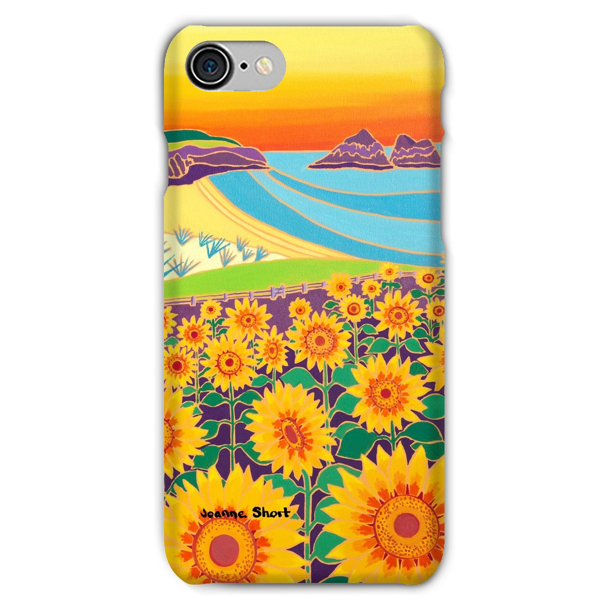 Snap Art Phone Case. Sunflowers, Holywell Bay. Artist Joanne Short. Cornwall Art Gallery
