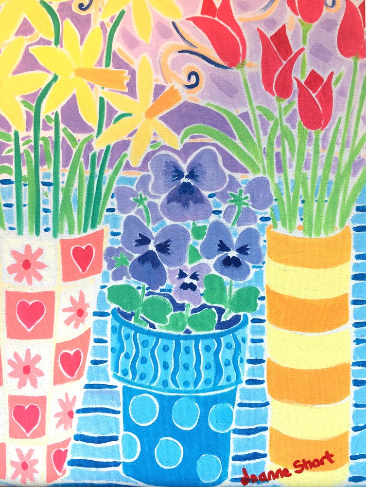 Original Painting by Joanne Short. Through the Window, Portloe, Cornwall. 36 x 12 inches oil on canvas