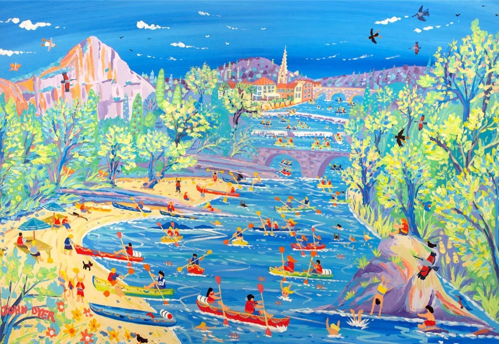 Limited Edition Print by John Dyer. Fun on the River, Saint Antonin, Noble Val, France. John Dyer