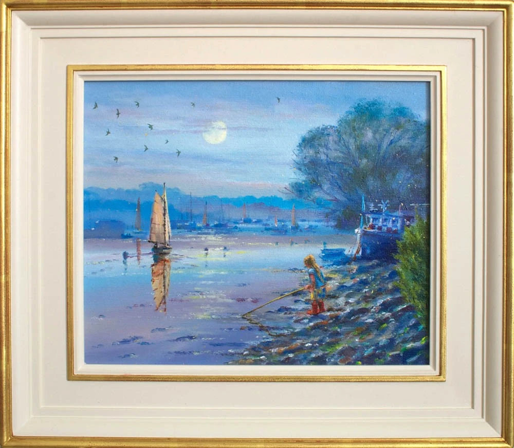 Original Oil Painting on Canvas. Exploring in the Silvery Light. By British Artist Ted Dyer. Ted Dyer