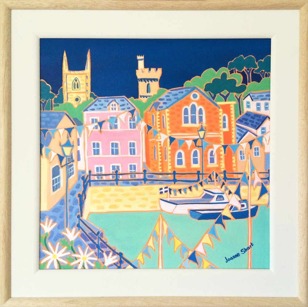 Daisies and Bunting, Fowey. Original painting by Joanne Short