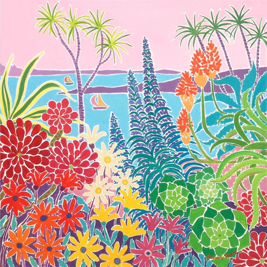 Signed Limited Edition Print. 'An Explosion of Colour, Tresco Abbey Garden'. By Cornish Artist Joanne Short. Cornwall Art Gallery Print Joanne Short