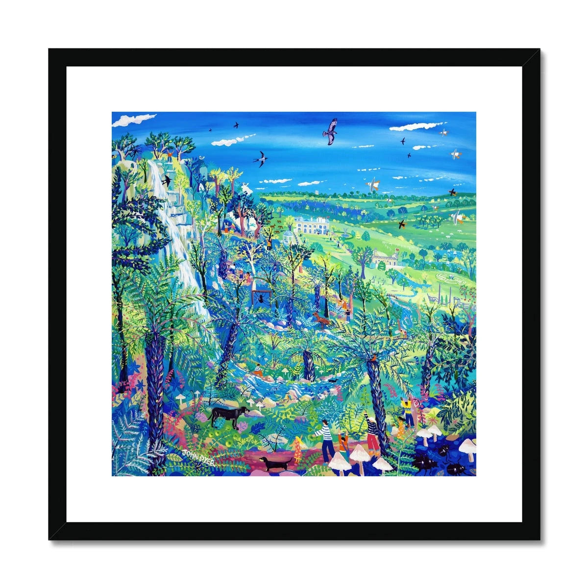 John Dyer Framed Open Edition Devon Garden Fine Art Print. 'Exploring Canonteign Falls'. John Dyer