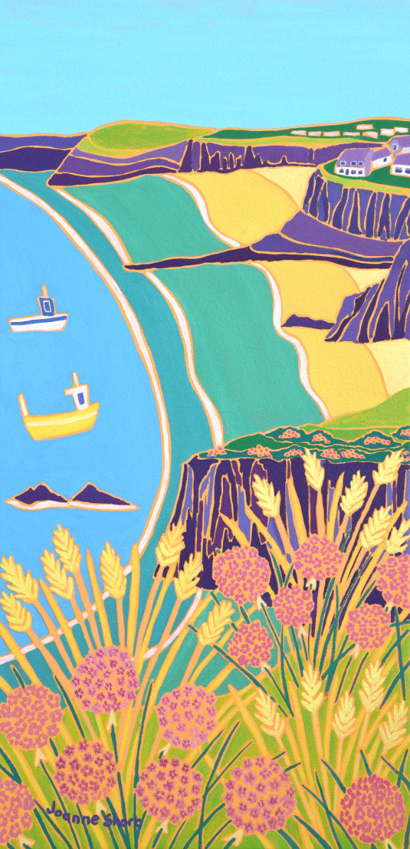 'Coastal Walk, Mother Ivey's Bay'.
23.5 x 12 inches original art oil on canvas. Paintings of Cornwall by Cornish Artist Joanne Short from our Cornwall Art Gallery