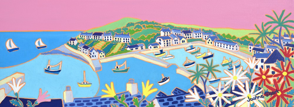Original oil painting by Joanne Short. View over the Harbour, Porthleven.