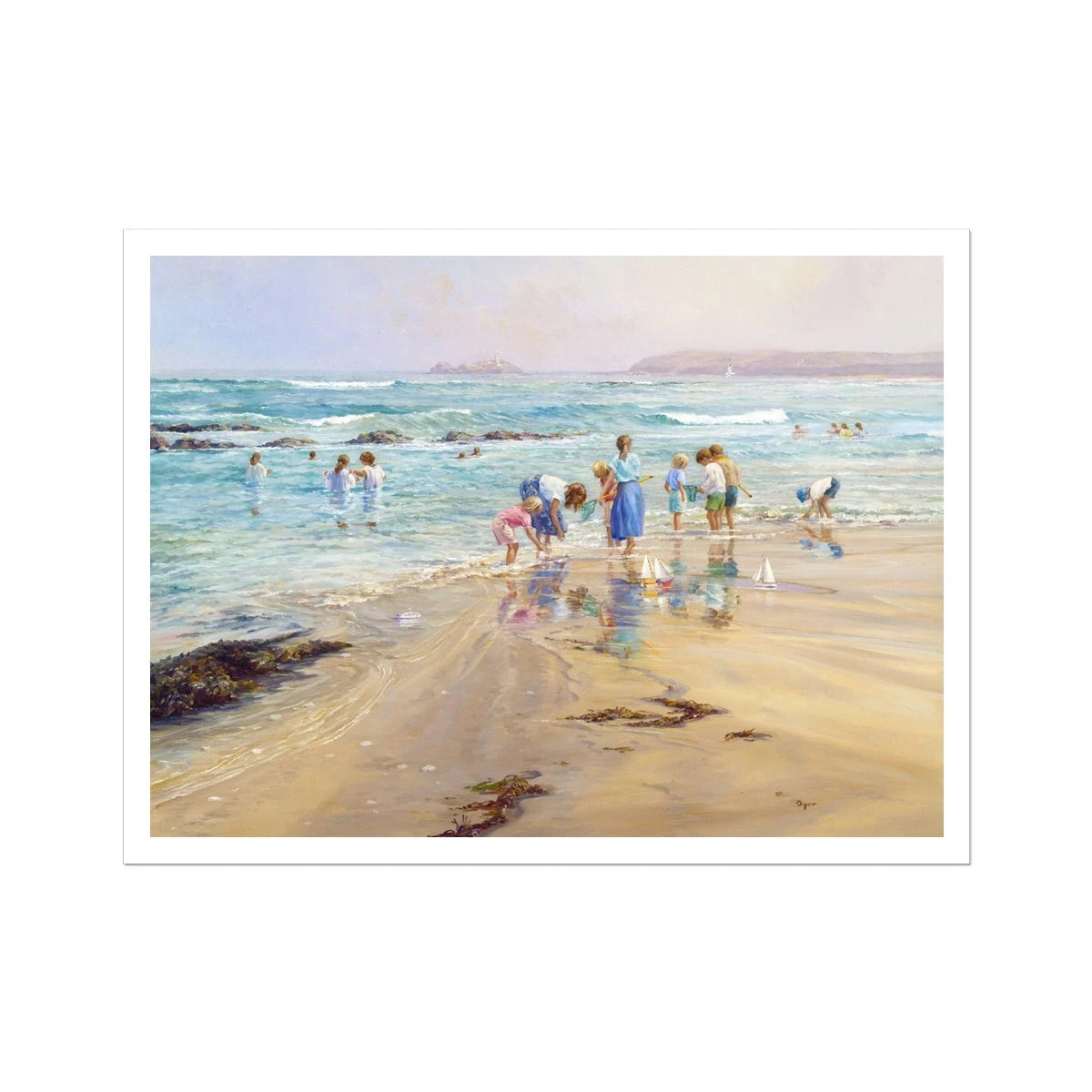 Ted Dyer Fine Art Print. Open Edition Cornish Art Beach Print. 'A Cornish Summer, Gwithian'. Cornwall Art Gallery Ted Dyer