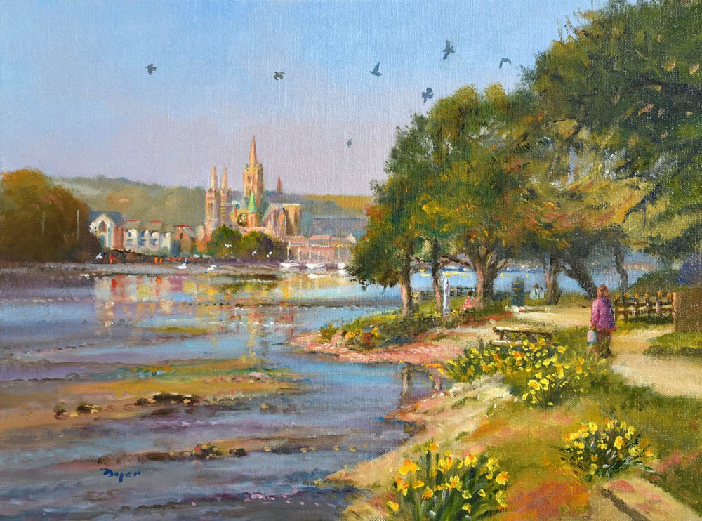 Original Oil Painting on Canvas. Springtime. Truro. By British Artist Ted Dyer.
