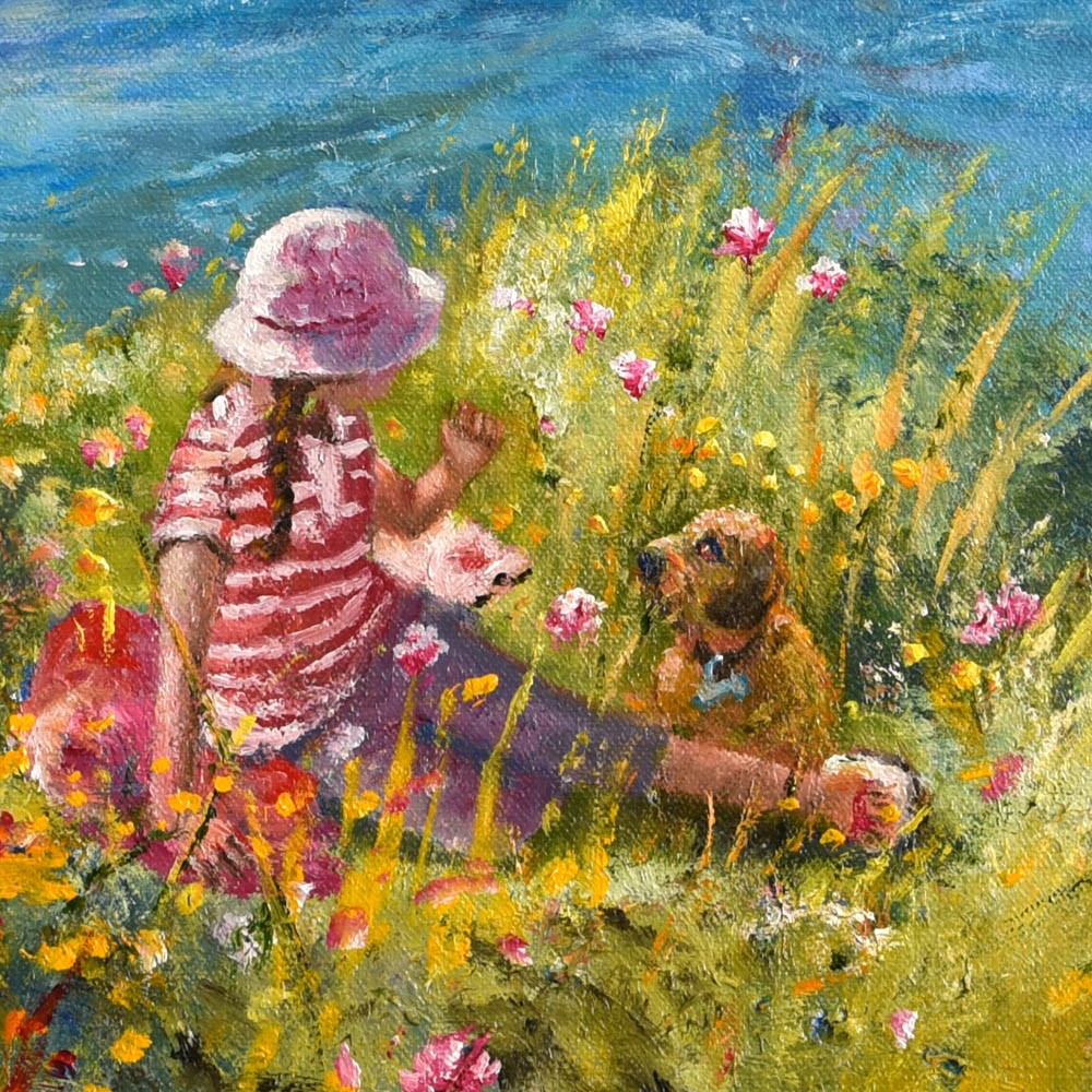 Original Oil Painting on Canvas. Time for a Treat. Pendennis Point. By British Artist Ted Dyer.