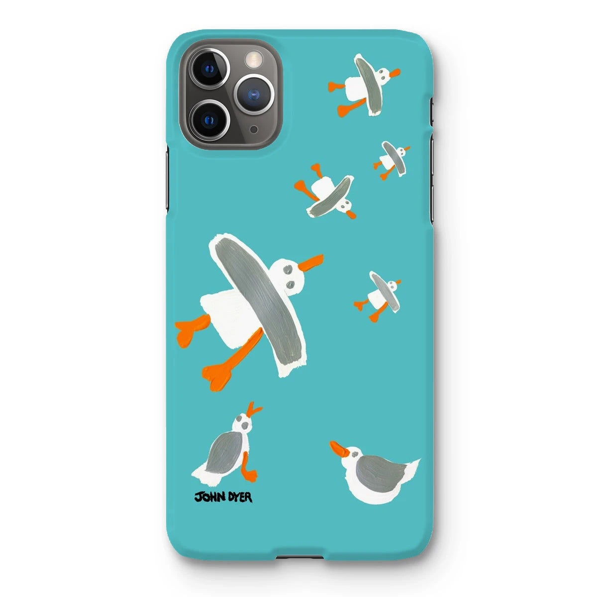 Snap Art Phone Case. Cornish Seagulls - Teal Colour. Artist John Dyer. Cornwall Art Gallery John Dyer