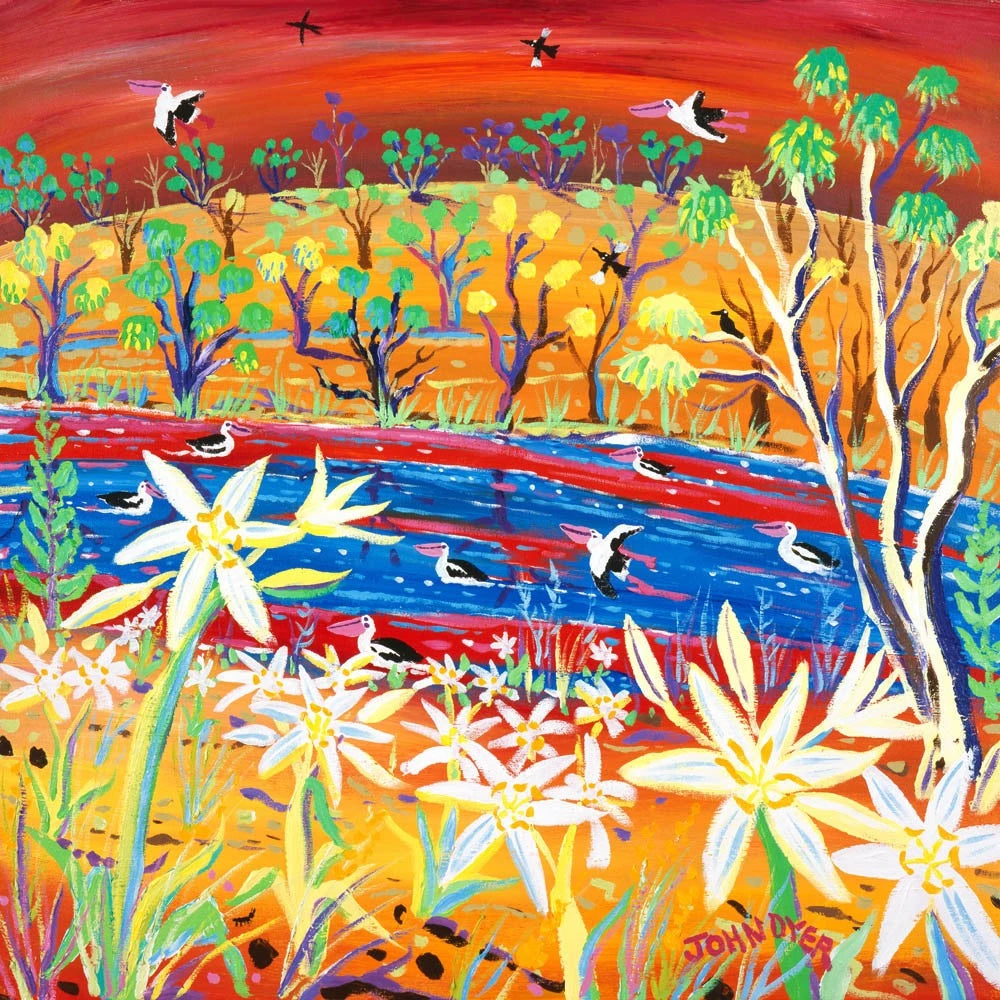 Limited Edition Australian Art Print by John Dyer. Martha-Lilly Hill. Banrock Station Wine Sunset Australia. Animal Art Prints John Dyer