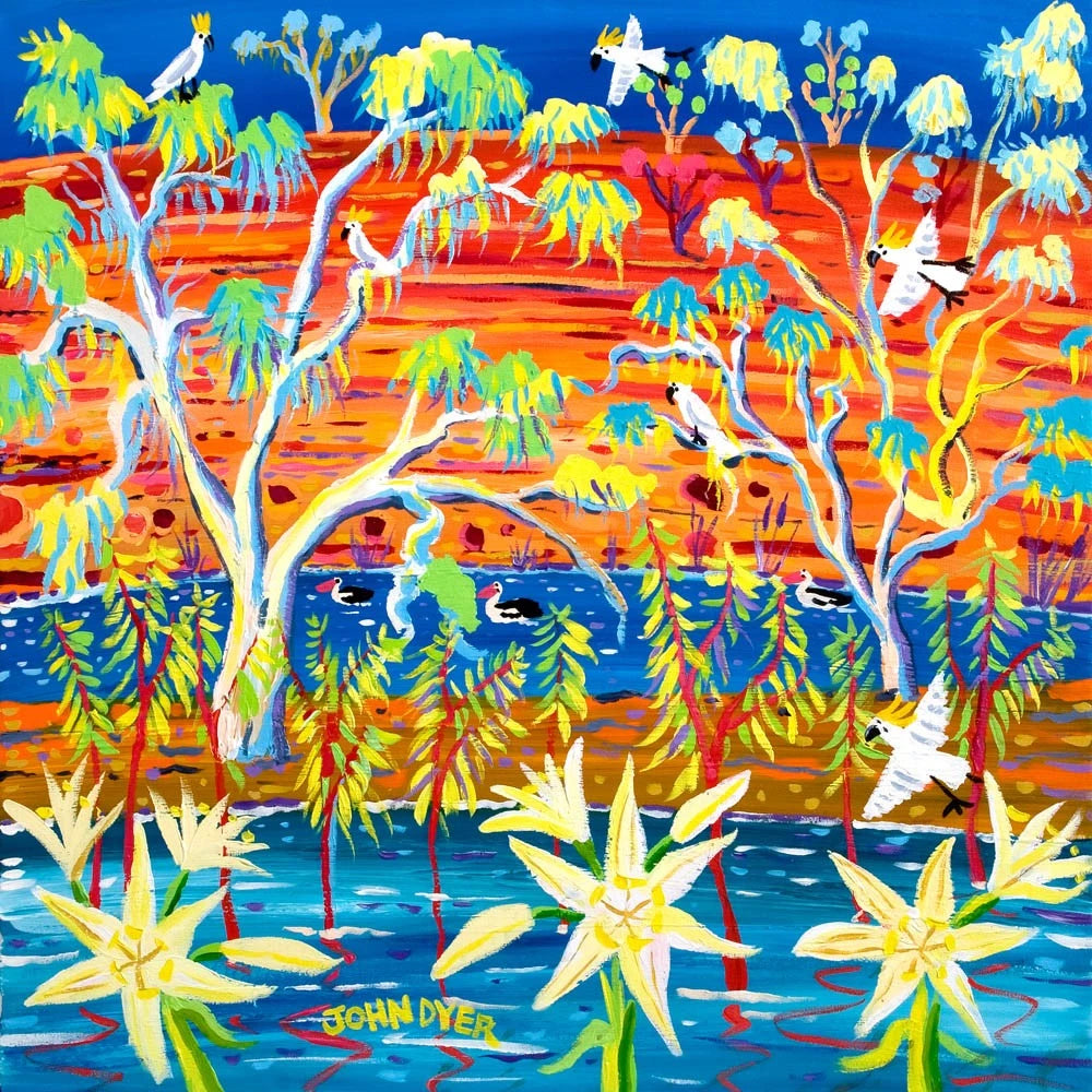 Limited Edition Australian Art Print by John Dyer. Bathing Baby Red Gums. Banrock Station Wine Australia. John Dyer