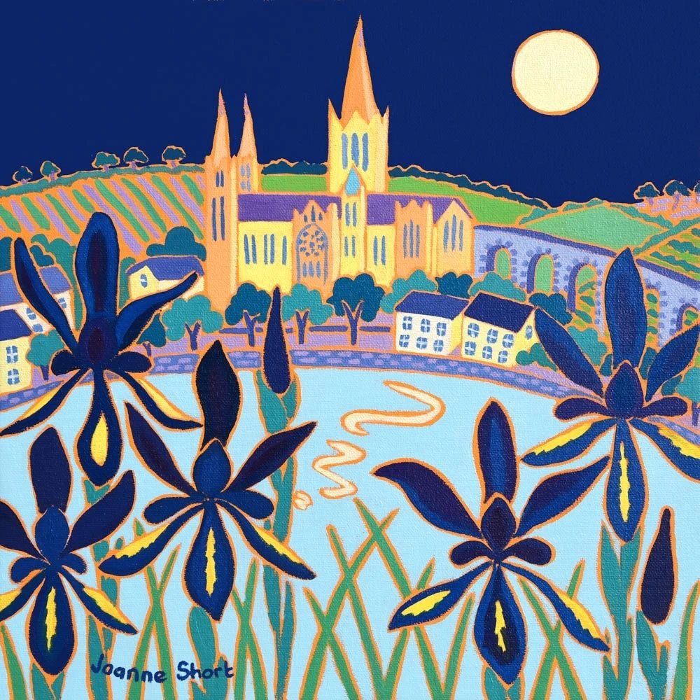 Limited Edition Print by Cornish artist Joanne Short. Moonlit Cathedral, Truro. Cornwall Art Gallery Print Joanne Short
