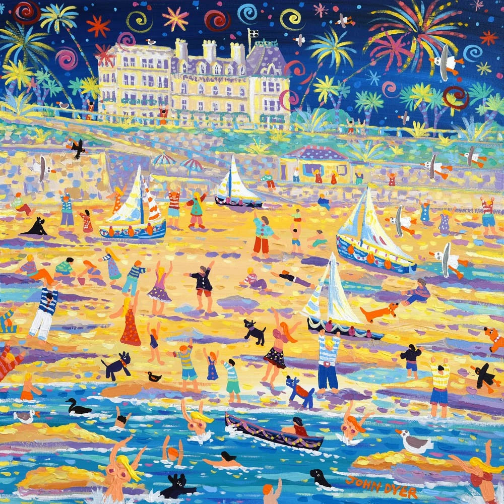 John Dyer Painting. Seaside Treats, Castle Beach. Falmouth, Cornwall John Dyer