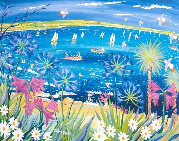 Signed Limited Edition Print by Cornish Artist John Dyer. 'Island Life, St Michael's Mount'. Cornwall Art Gallery Print John Dyer