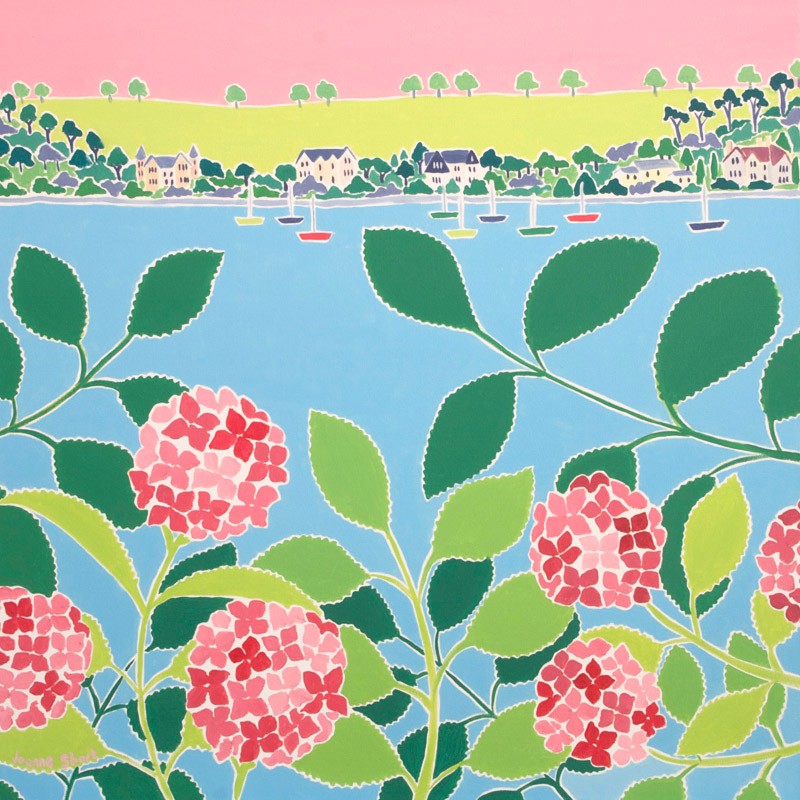 Original Painting by Joanne Short. Riverside Garden, Falmouth, Cornwall.