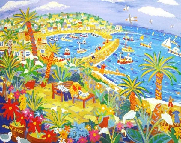 Limited Edition Print by Cornish Artist John Dyer. 'Teatime Treats, Mousehole'. Cornwall Art Gallery Print John Dyer