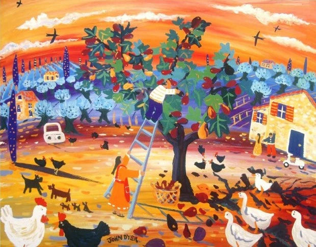 Limited Edition Print of the Italian Landscape Sunset by Artist John Dyer. 'The Family Fig Tree, Italy'. John Dyer