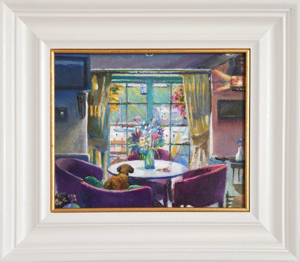 Original Painting by Ted Dyer. Looks good enough for a Walk. Ferry Boat Inn. Helford Passage. Ted Dyer