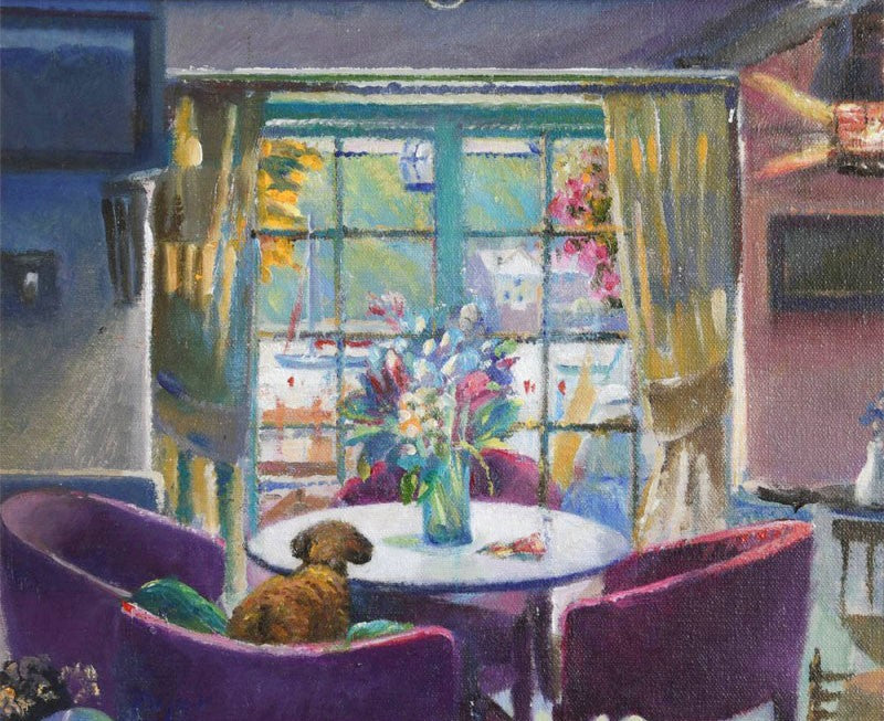 Original Painting by Ted Dyer. Looks good enough for a Walk. Ferry Boat Inn. Helford Passage. Ted Dyer