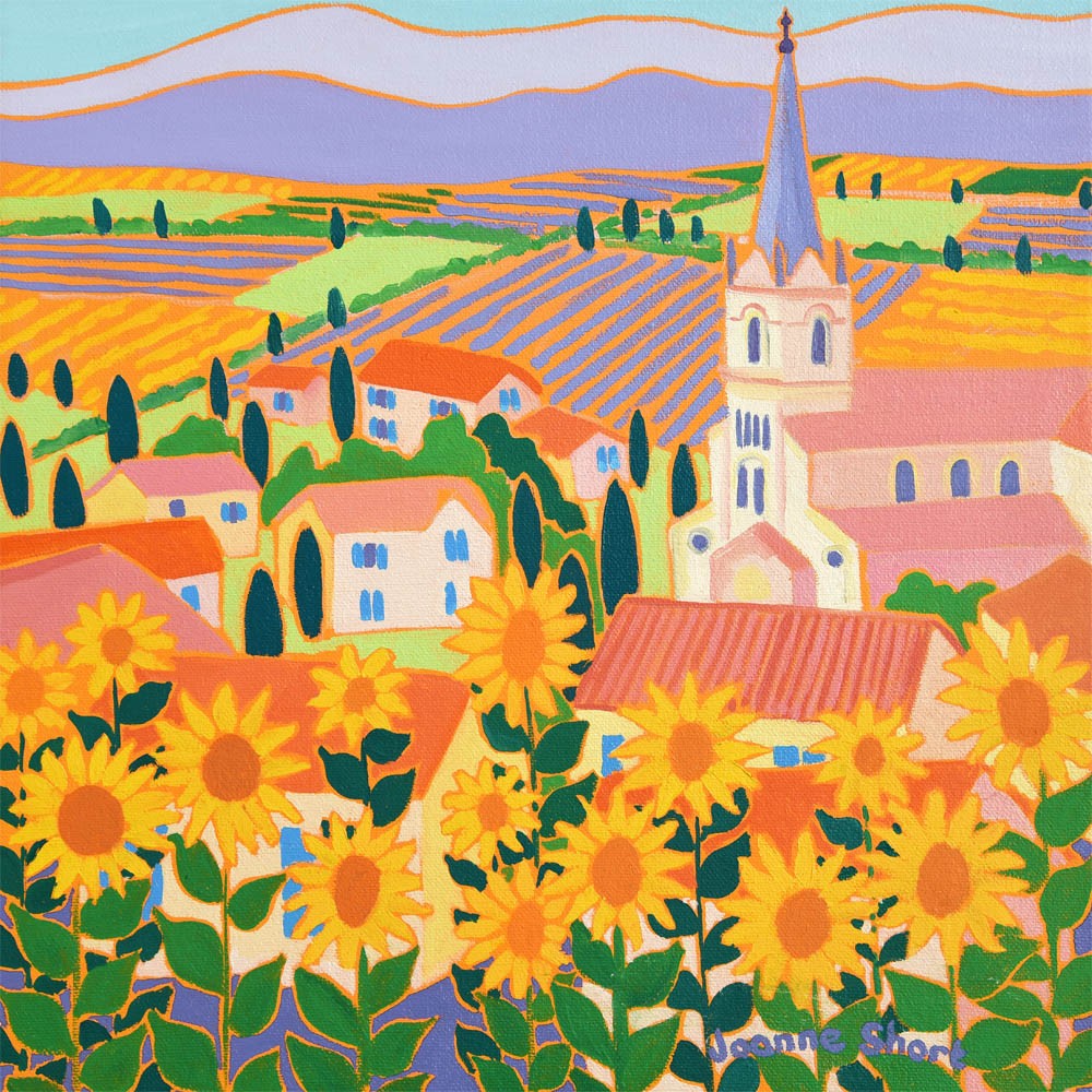 Limited Edition French Print by Joanne Short. View through the Sunflowers, Bonnieux, Provence Joanne Short