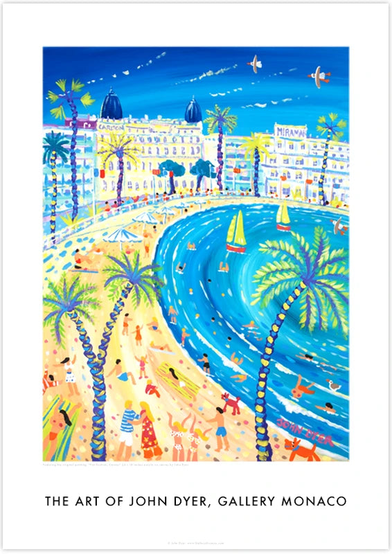 John Dyer Wall Art Poster Print. Cannes Beach, South of France. French Art Gallery John Dyer