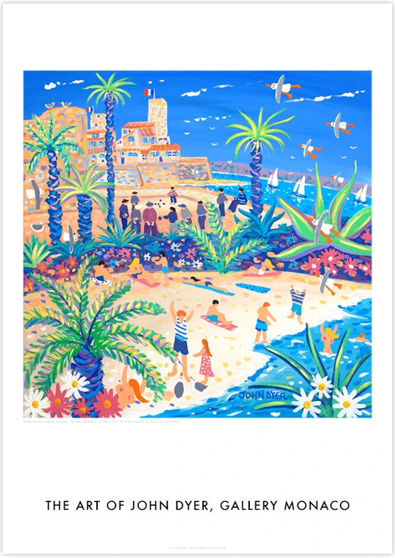 John Dyer Art Poster Print. Gallery Monaco Range. Boules and Babes, Antibes, France John Dyer