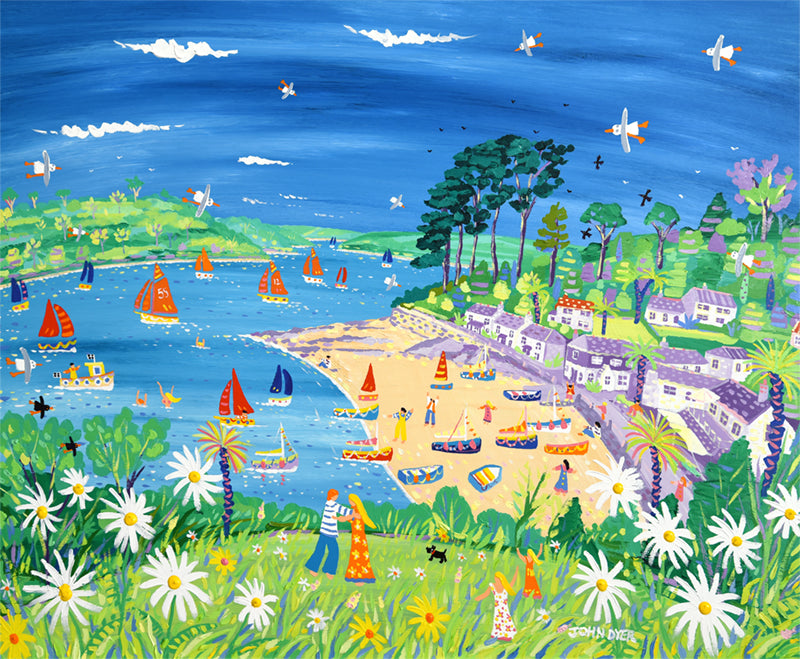 Signed Limited Edition Print by John Dyer. Moon Daisy Dance, Helford Passage