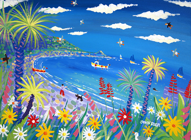 John Dyer Painting. Seaside Garden, Lamorna Cove, Cornwall.