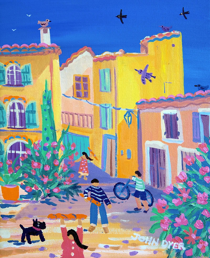 John Dyer Painting. Collecting the Bread, Rasteau, Provence, France. John Dyer