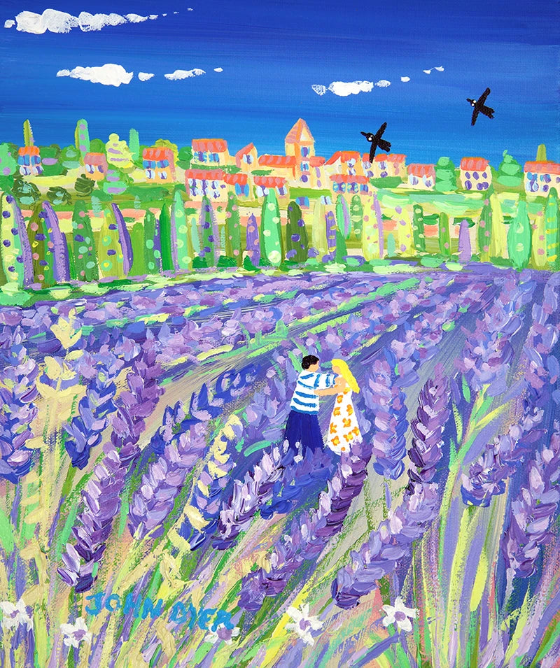 John Dyer Painting. Lavender Lovers, Sault, Lavender,Provence, France. John Dyer