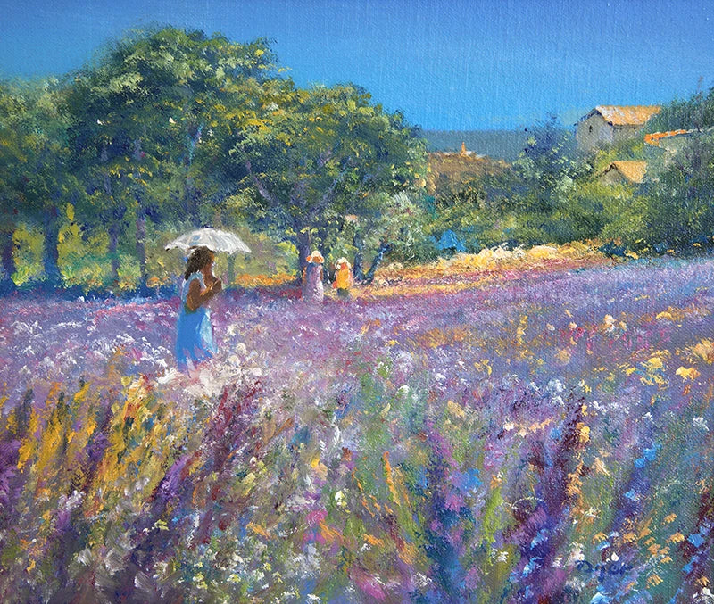 Original Painting by Ted Dyer. Strolling through the Lavender, Provence Ted Dyer