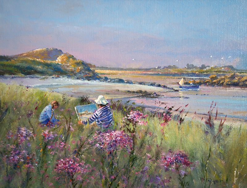 Original Painting by Ted Dyer. Enjoying the Soft Light. Tresco
