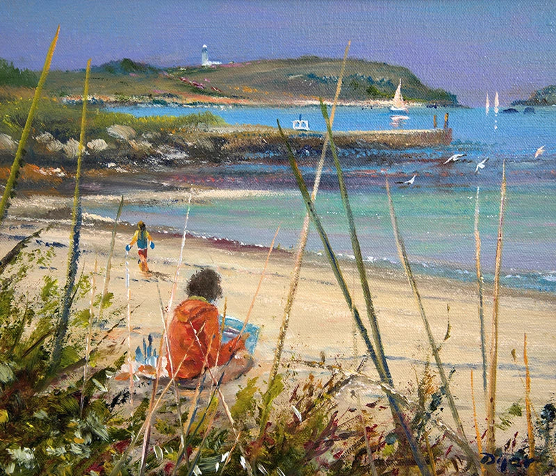 Original Painting by Ted Dyer. Capturing the View. Tresco Ted Dyer