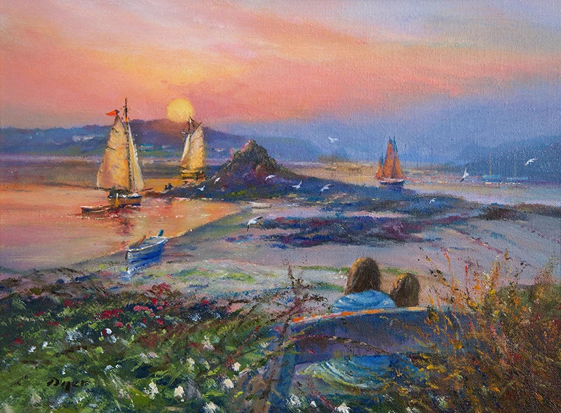 Original Painting by Ted Dyer. Warmth of the Day. Tresco Ted Dyer
