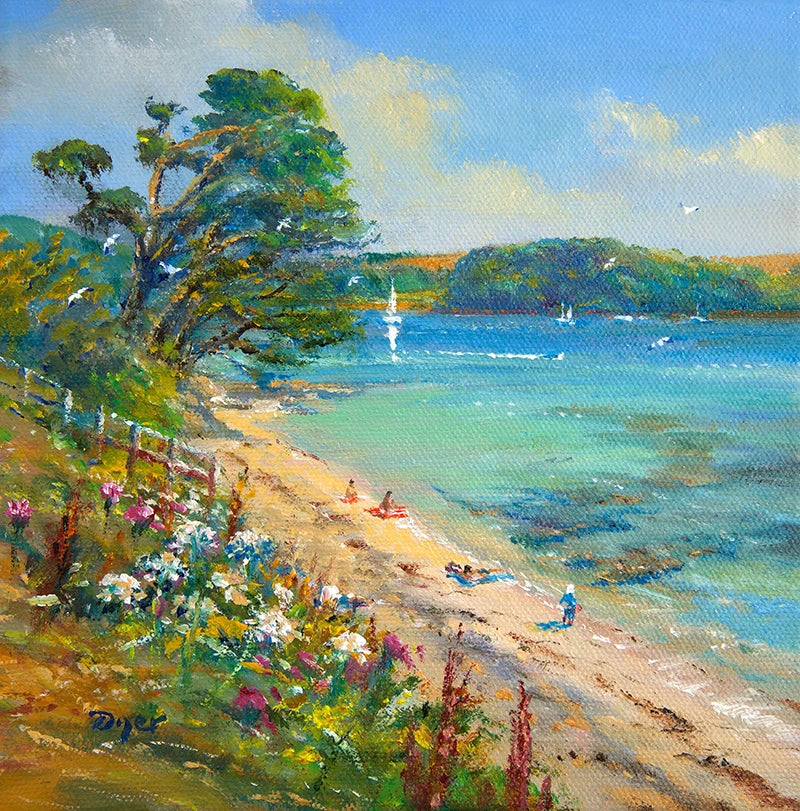 Original Painting by Ted Dyer. Summers Beach. St Mawes Ted Dyer
