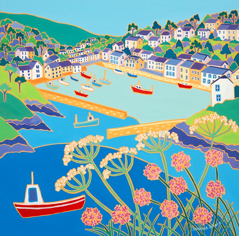 Original Painting by Joanne Short. Seaside Flowers, Polperro Joanne Short