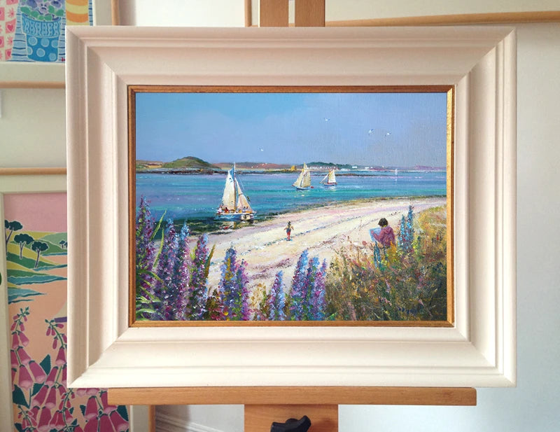 Original Painting by Ted Dyer. Echiums by the Shore. Tresco Ted Dyer