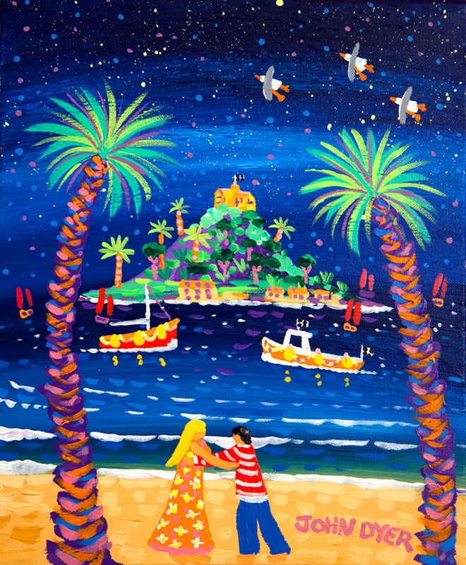 John Dyer Painting. Star-Studded Night, St Michael's Mount, Cornwall