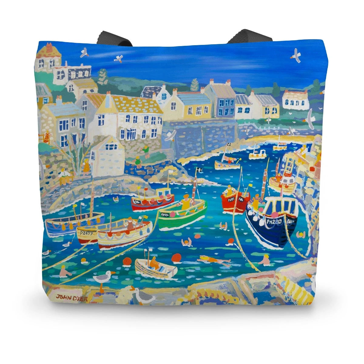 John Dyer Art. Canvas Colourful Tote Bag. Coverack, Cornwall. John Dyer