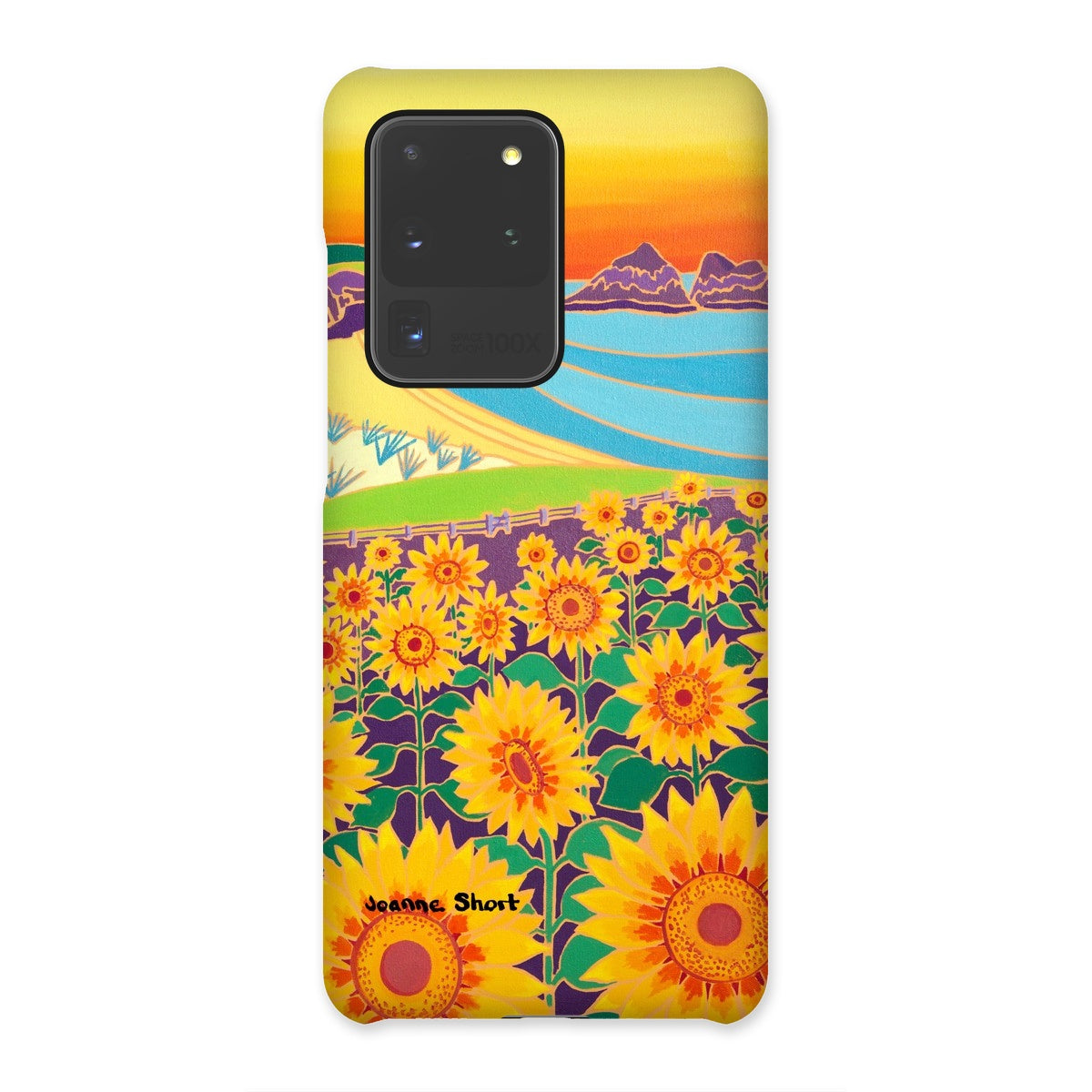 Snap Art Phone Case. Sunflowers, Holywell Bay. Artist Joanne Short. Cornwall Art Gallery
